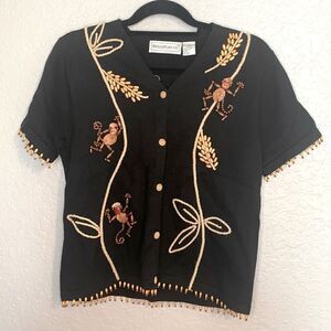 Bellepointe beaded monkey design sweater size L‎